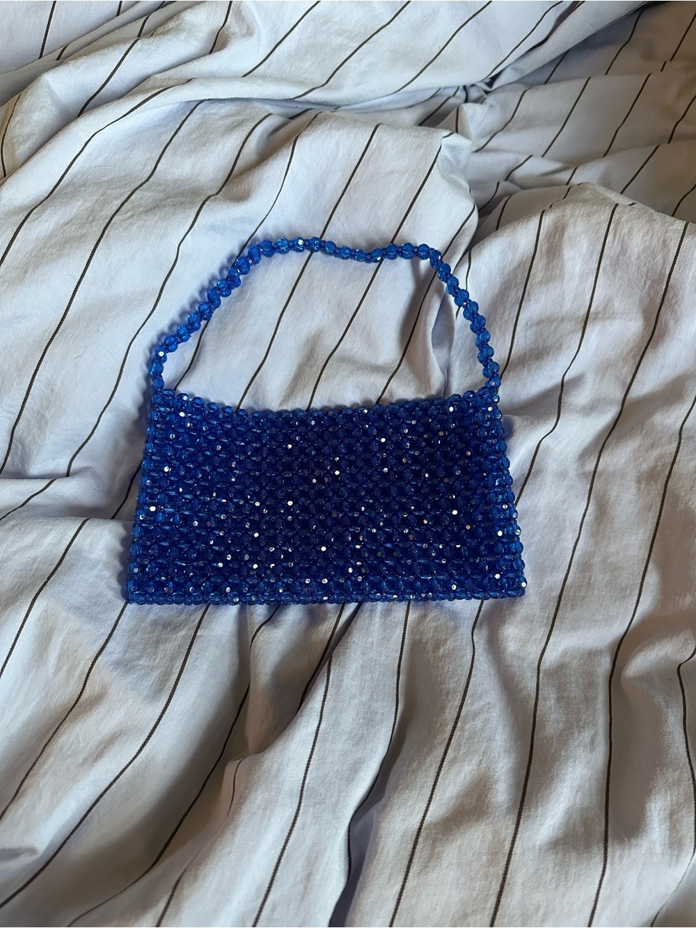 electric blue beaded pochette